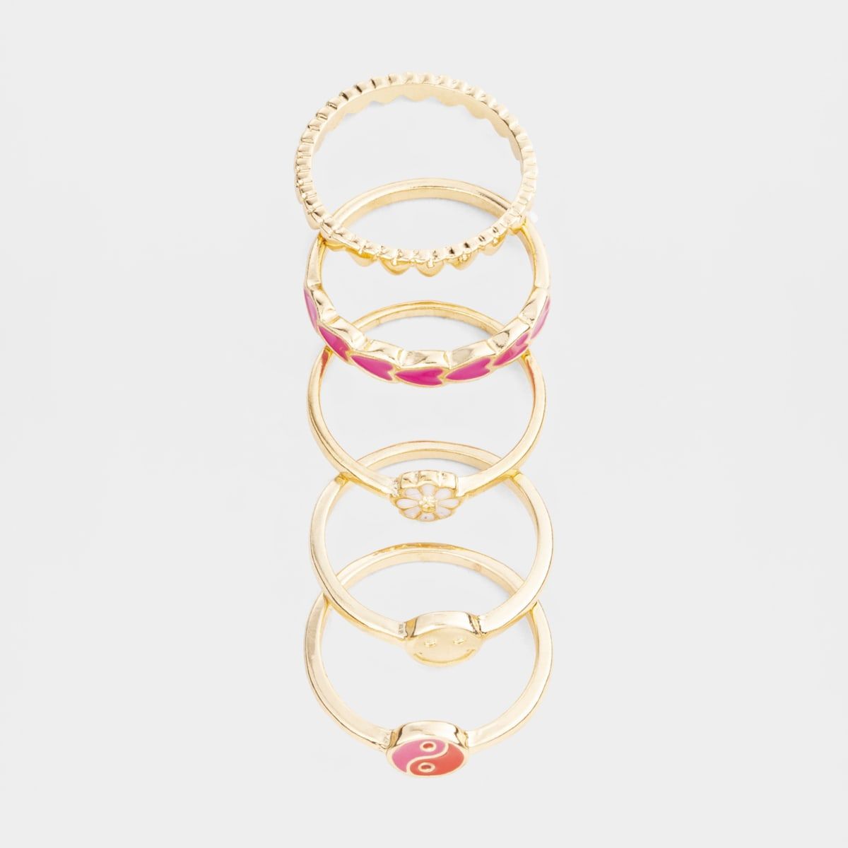 90's Multi Pack Rings - Medium/Large, Gold Look