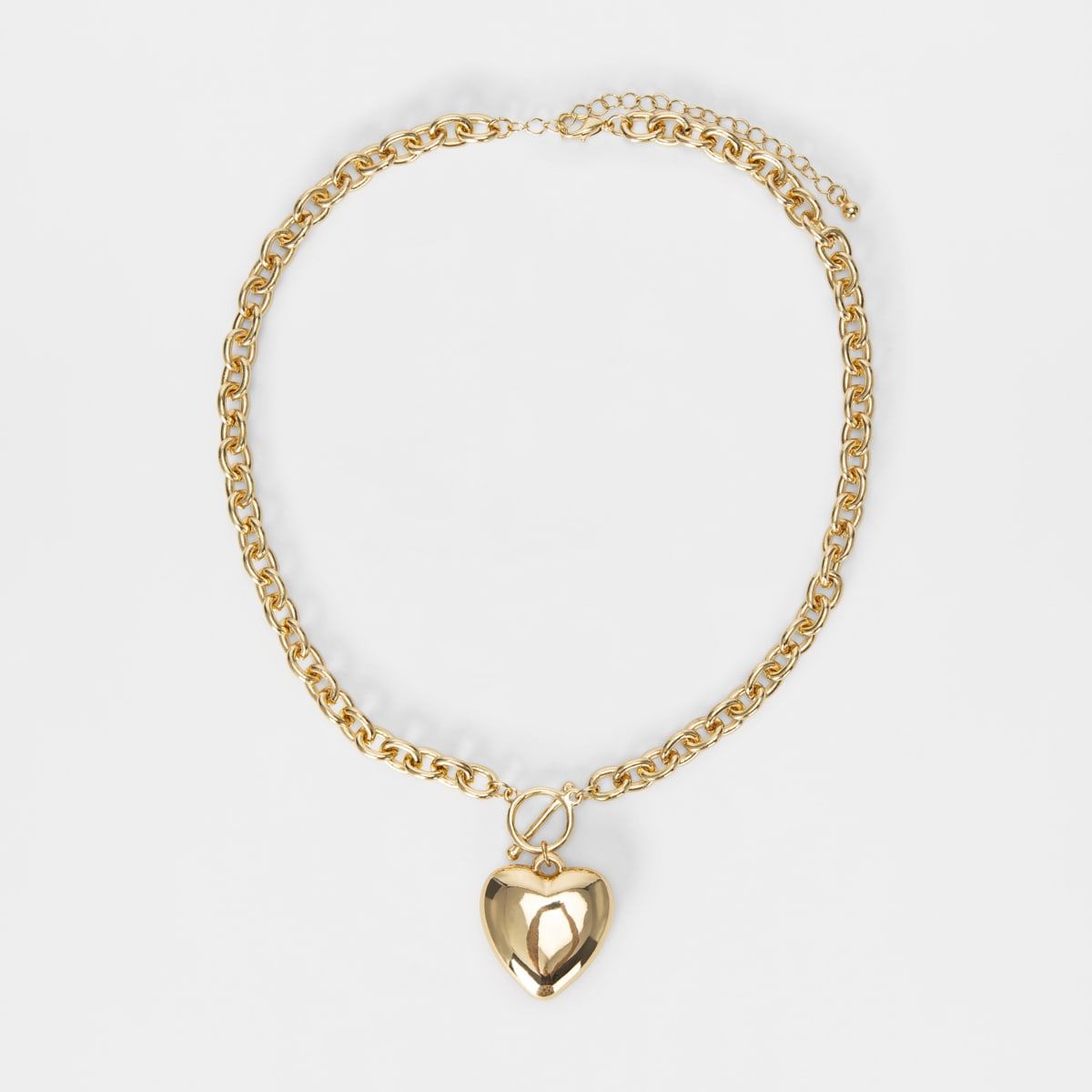 Heart Chain Necklace - Gold Look