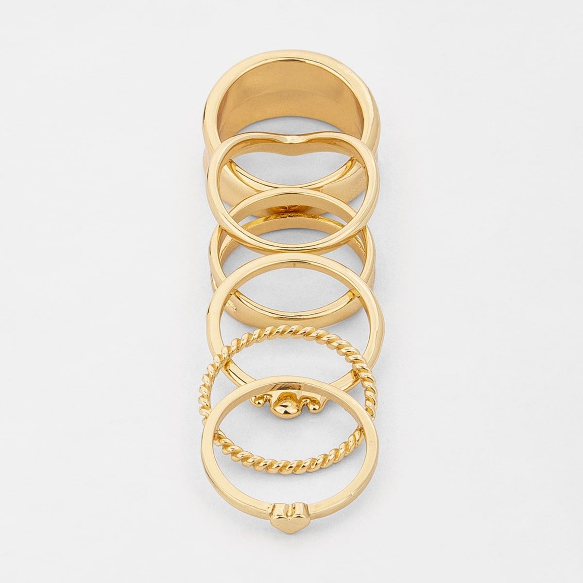 6 Pack Stacking Rings - Small/Medium, Gold Look