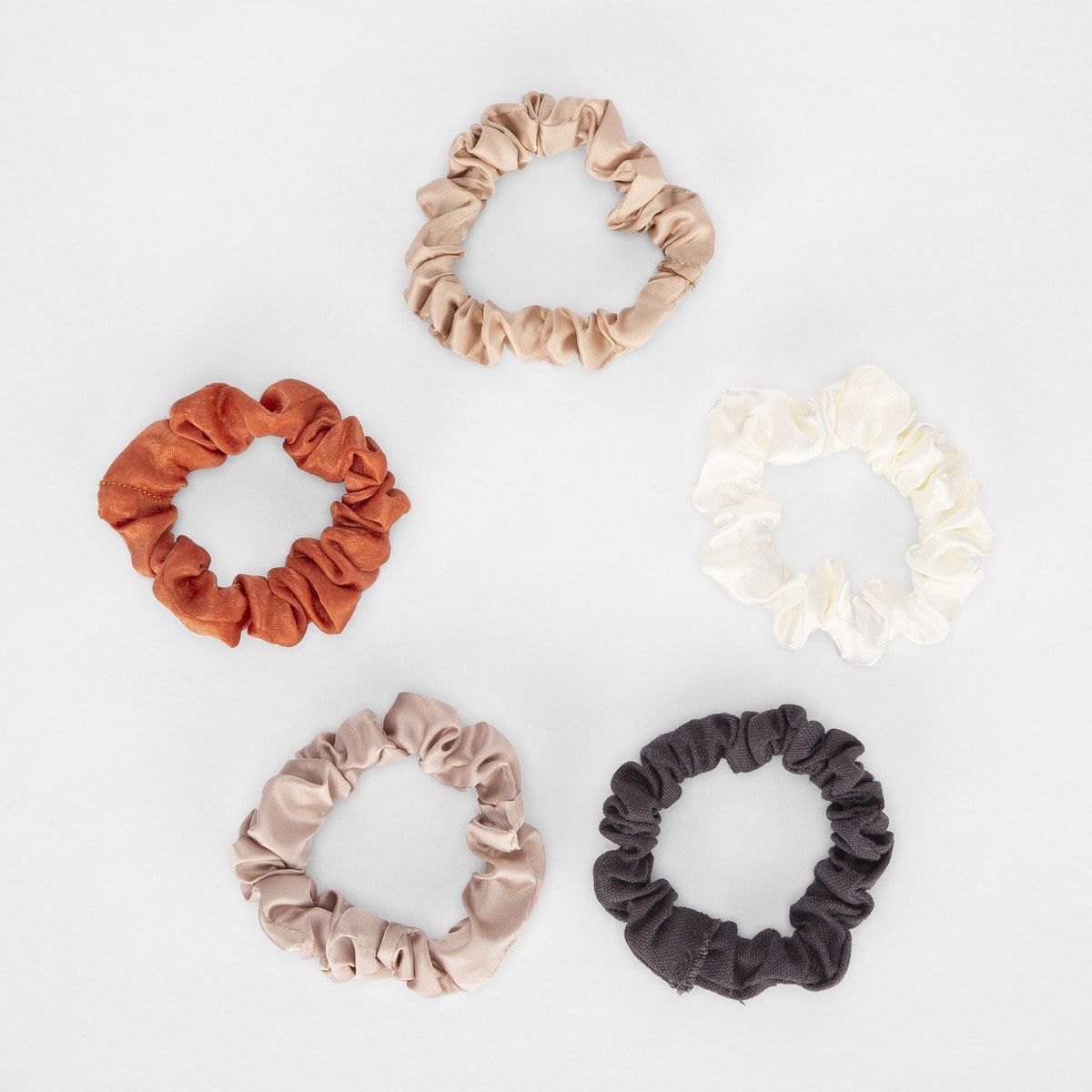 5 Pack Mini Hair Scrunchies - Linen Earth