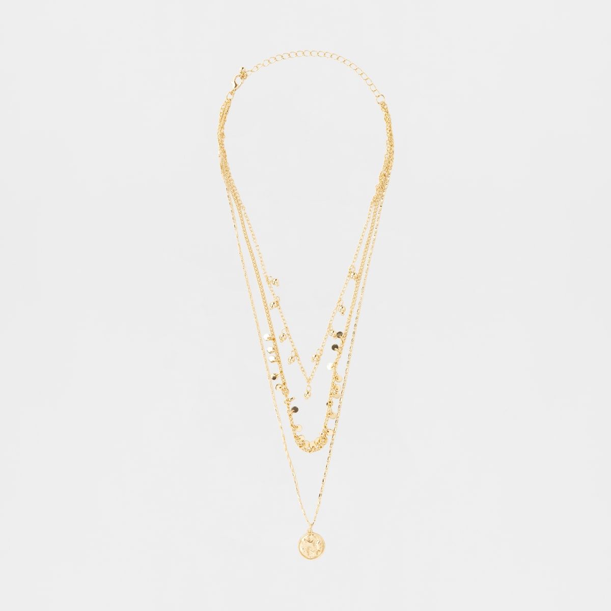 Multi Layered Coin Necklace - Gold Look