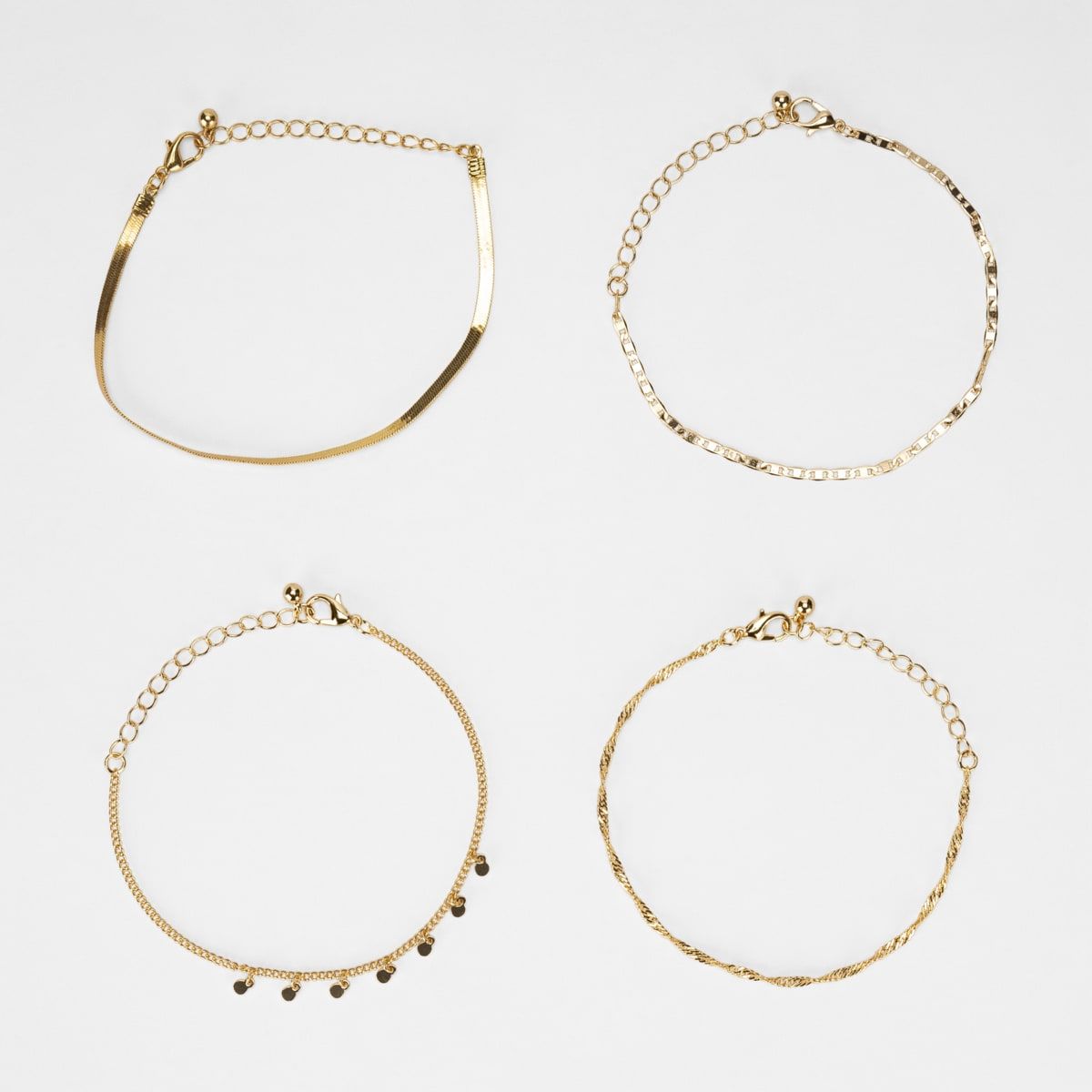 4 Pack Wrist Stacking Bracelets - Gold Look
