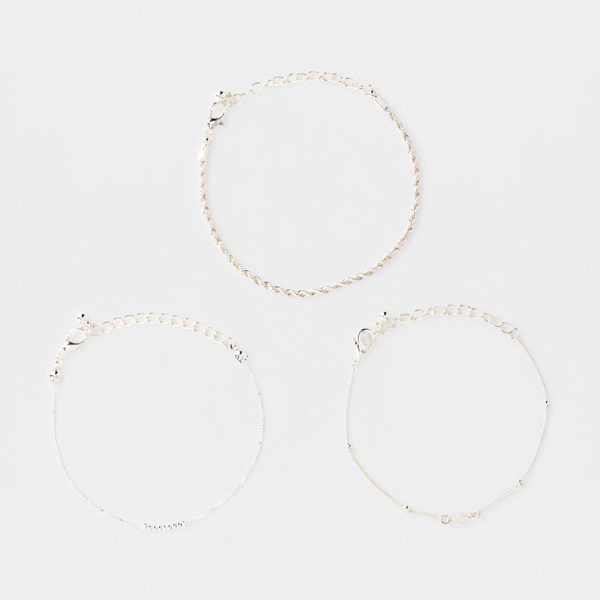 3 Pack Delicate Wrist Bracelet - Silver Look