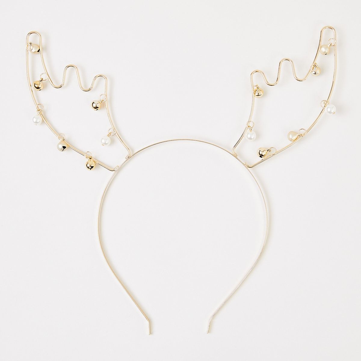 Christmas Antler Bells Headband - Gold Look