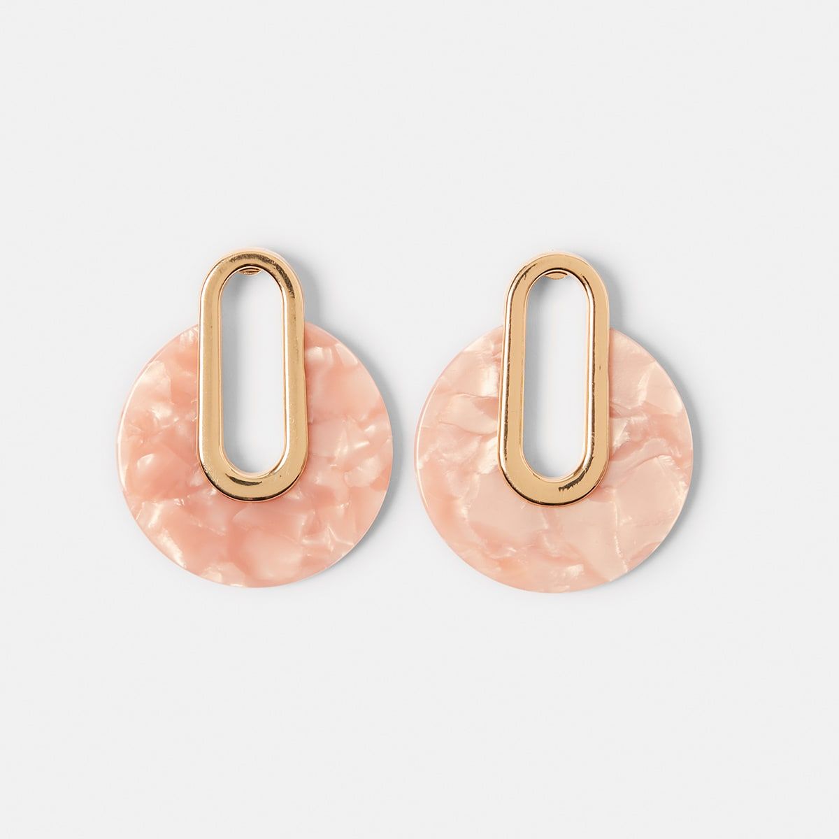Resin Stud Disc Earrings - Pink