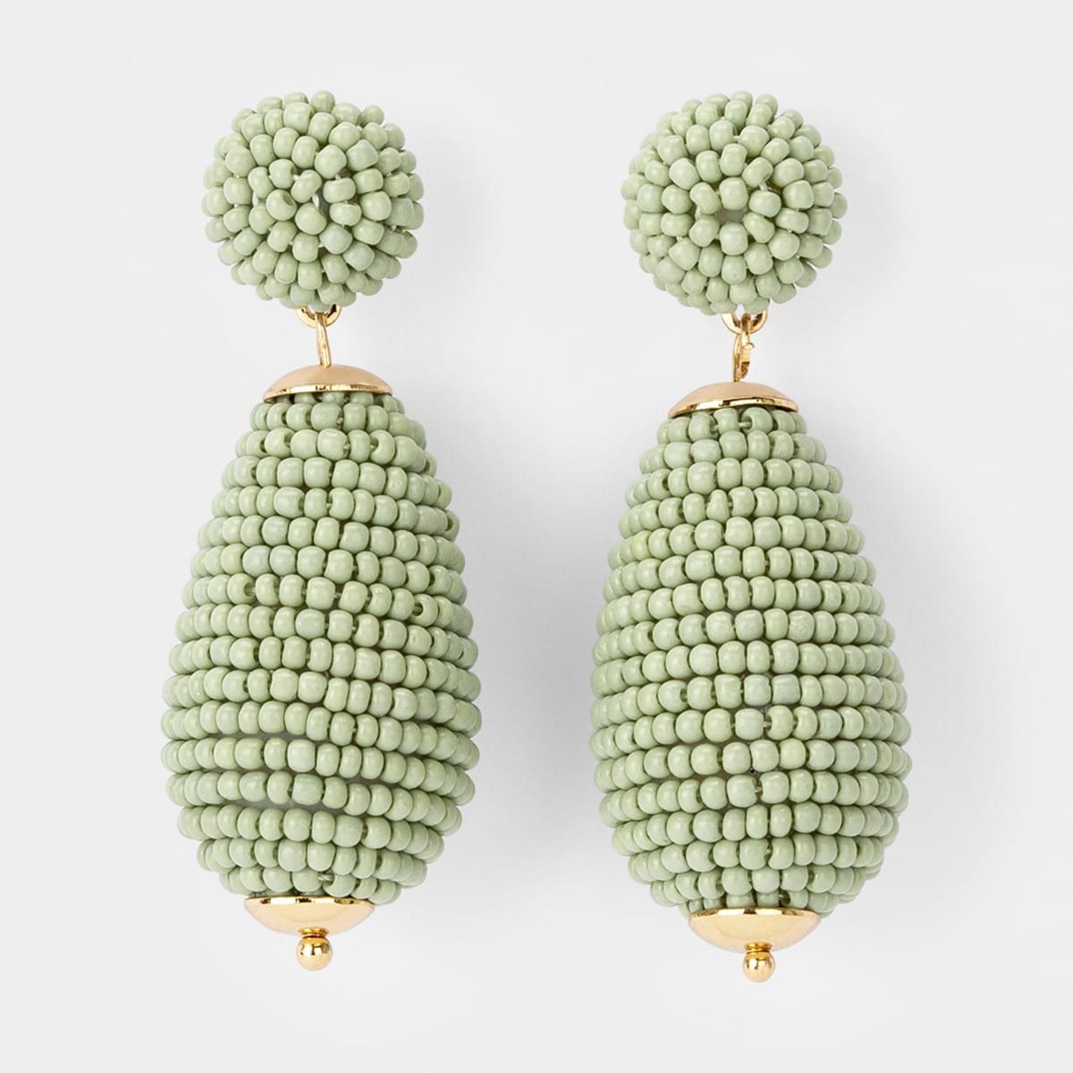 Seed Bead Chunky Drop Earrings - Sage