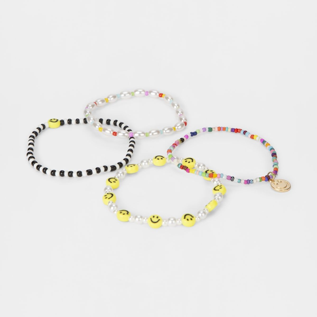 4 Pack Smiley Face Wrist Bracelets