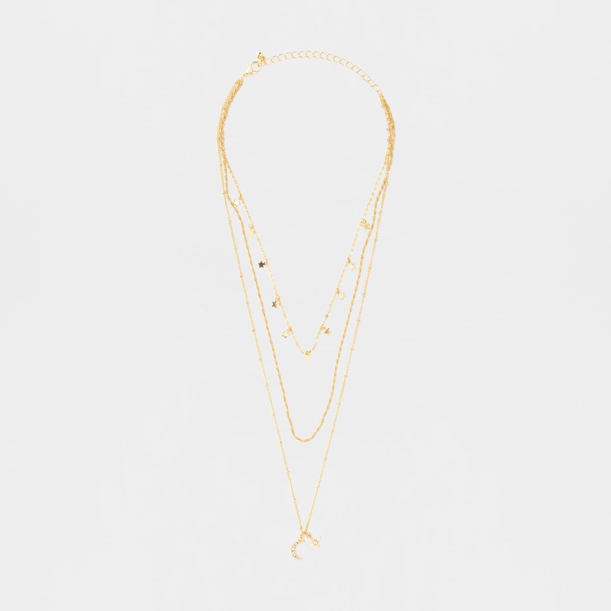 Star Multi Layered Necklace - Gold Look