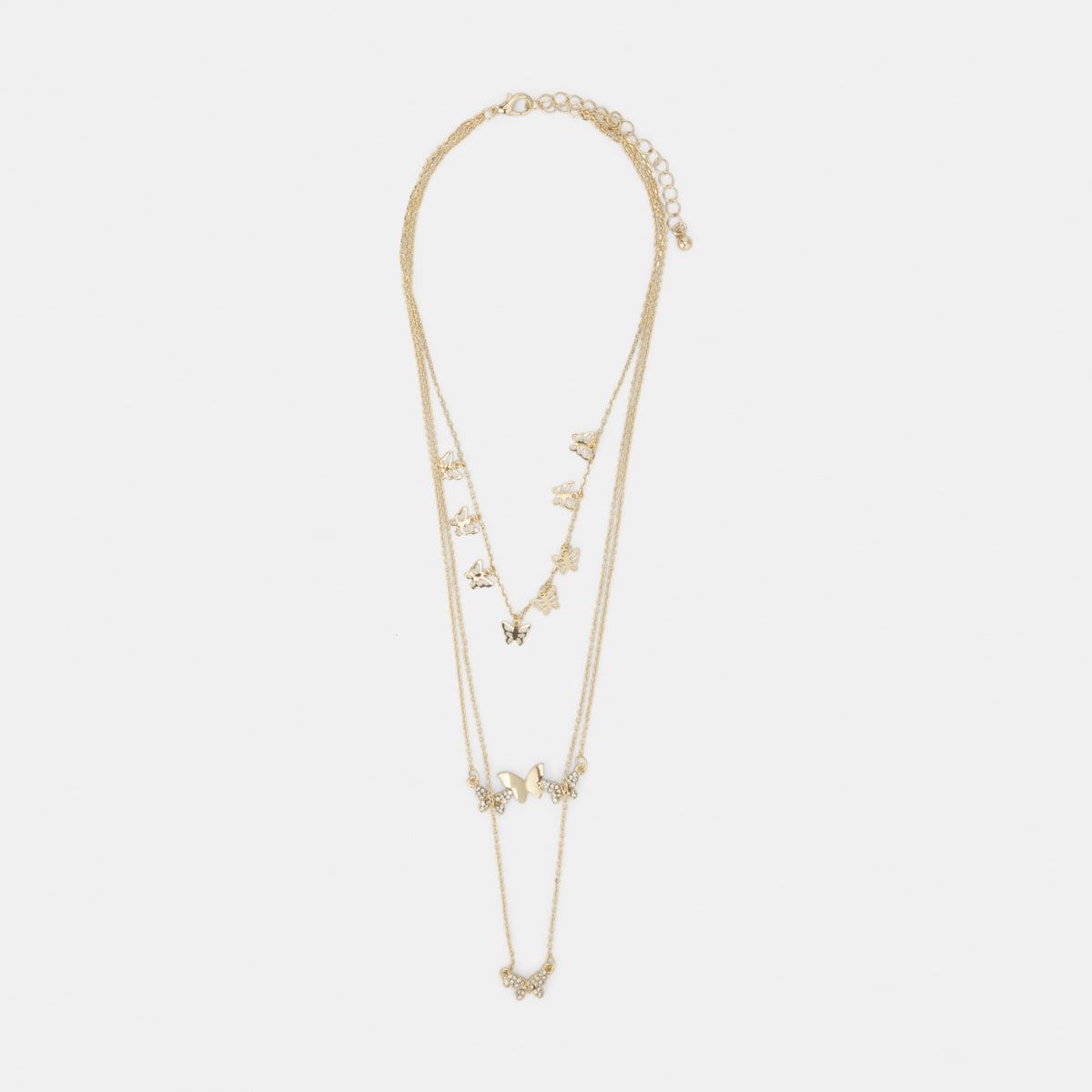 Multi Layer Butterfly Choker Necklace - Gold Look