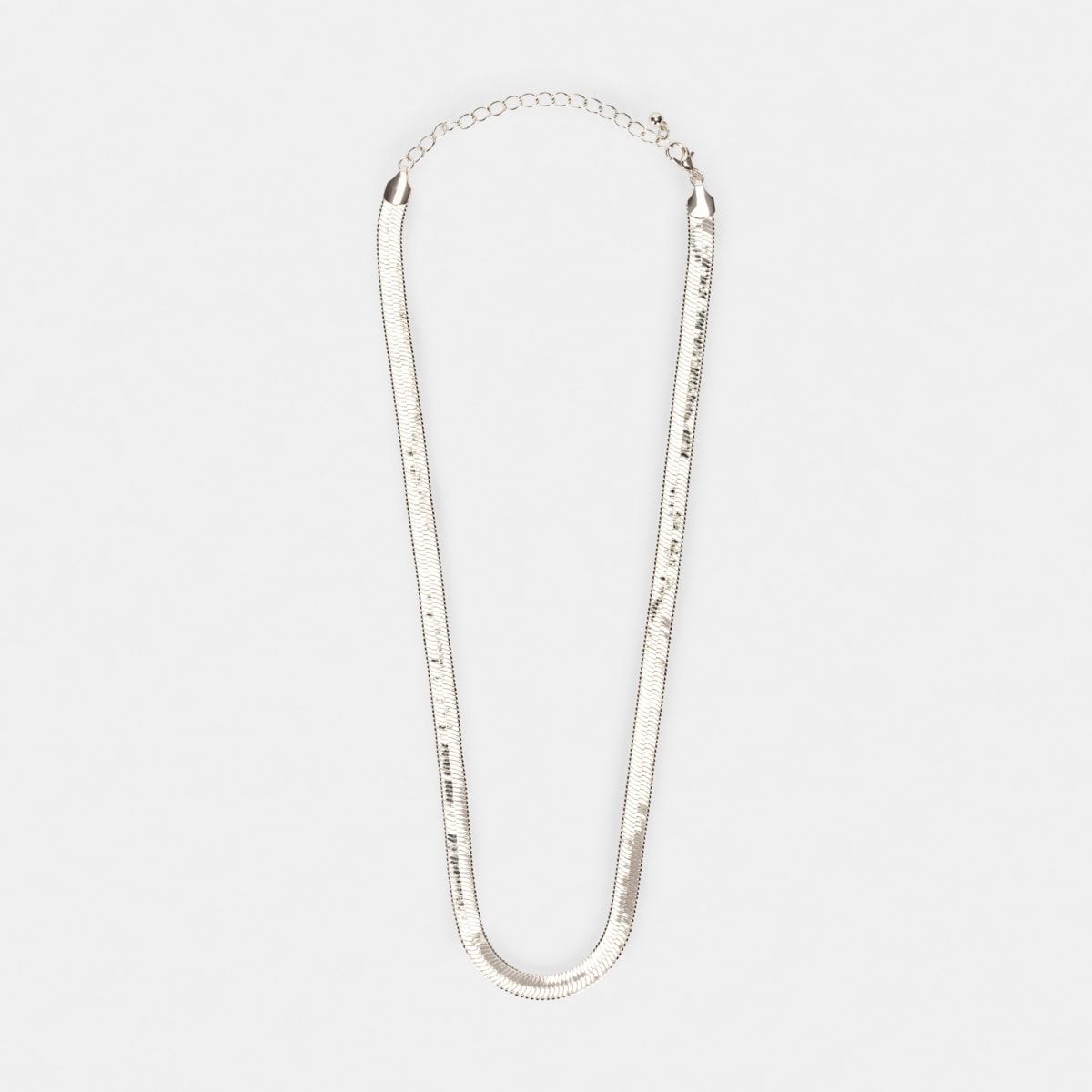 Thick Snake Chain Necklace - Silver Look
