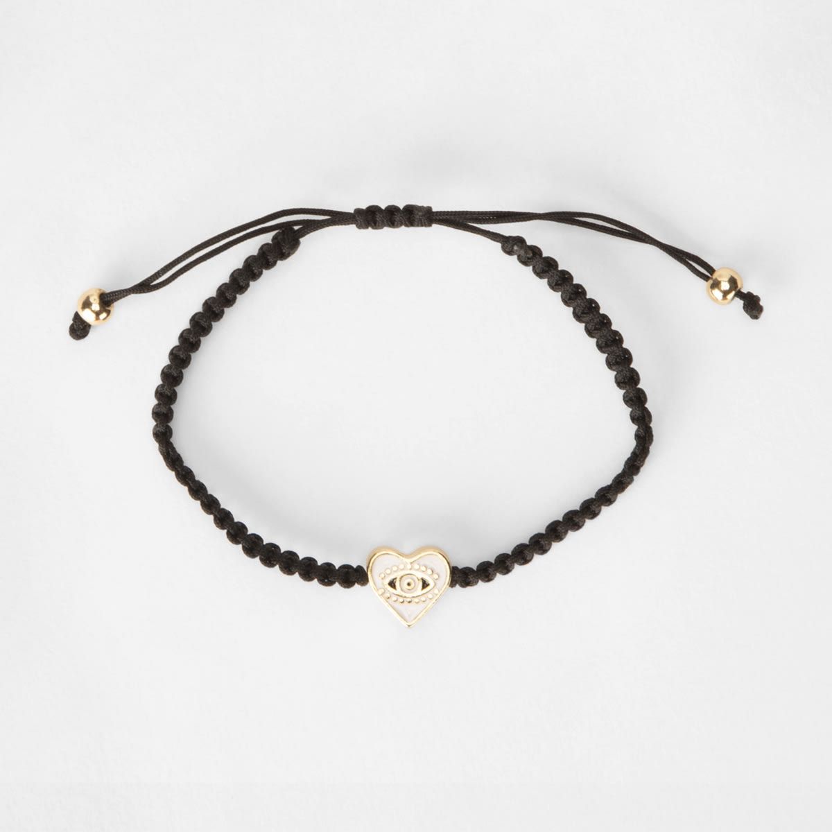 Heart Evil Eye Bracelet - Black