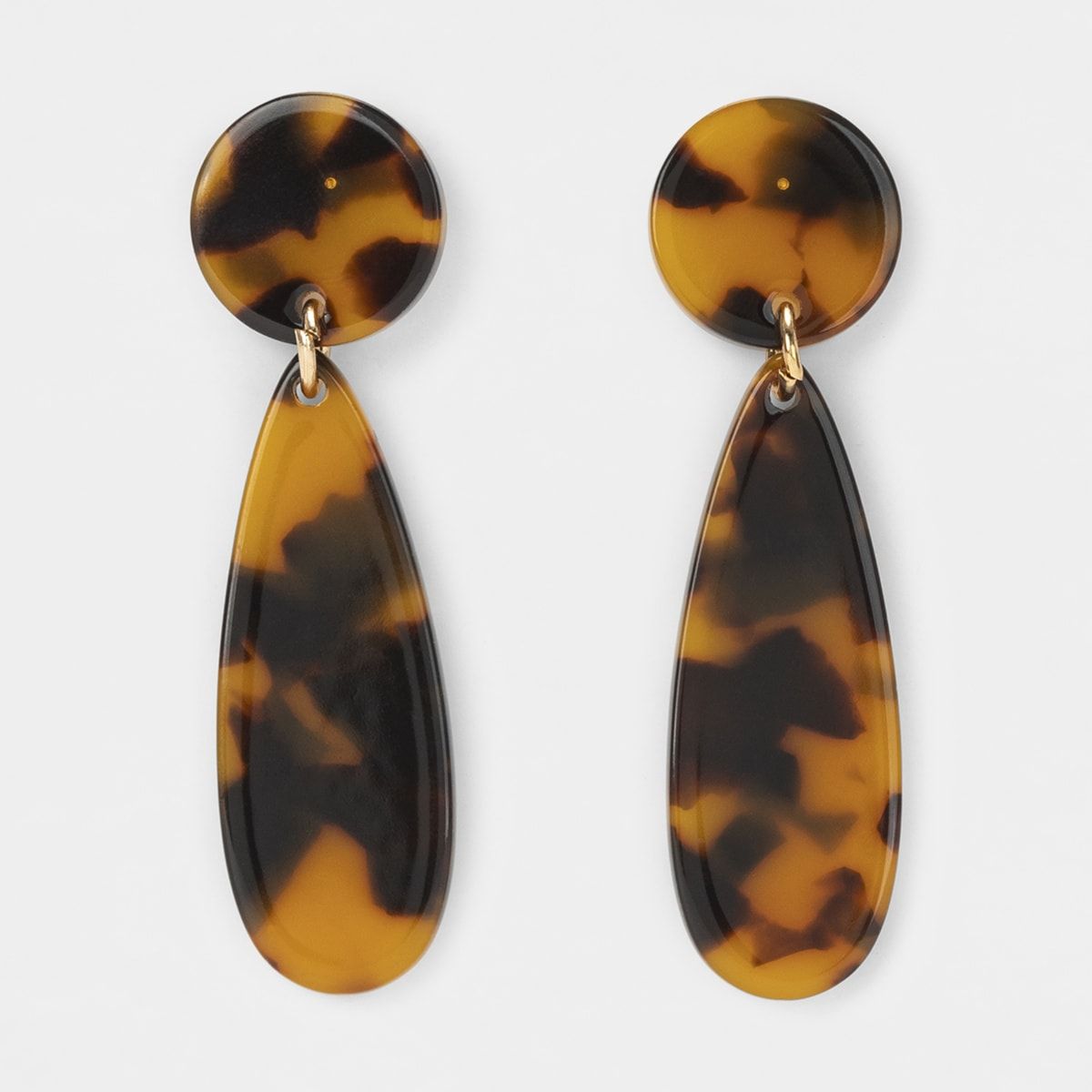 Resin Round Stud Drop Earrings - Brown