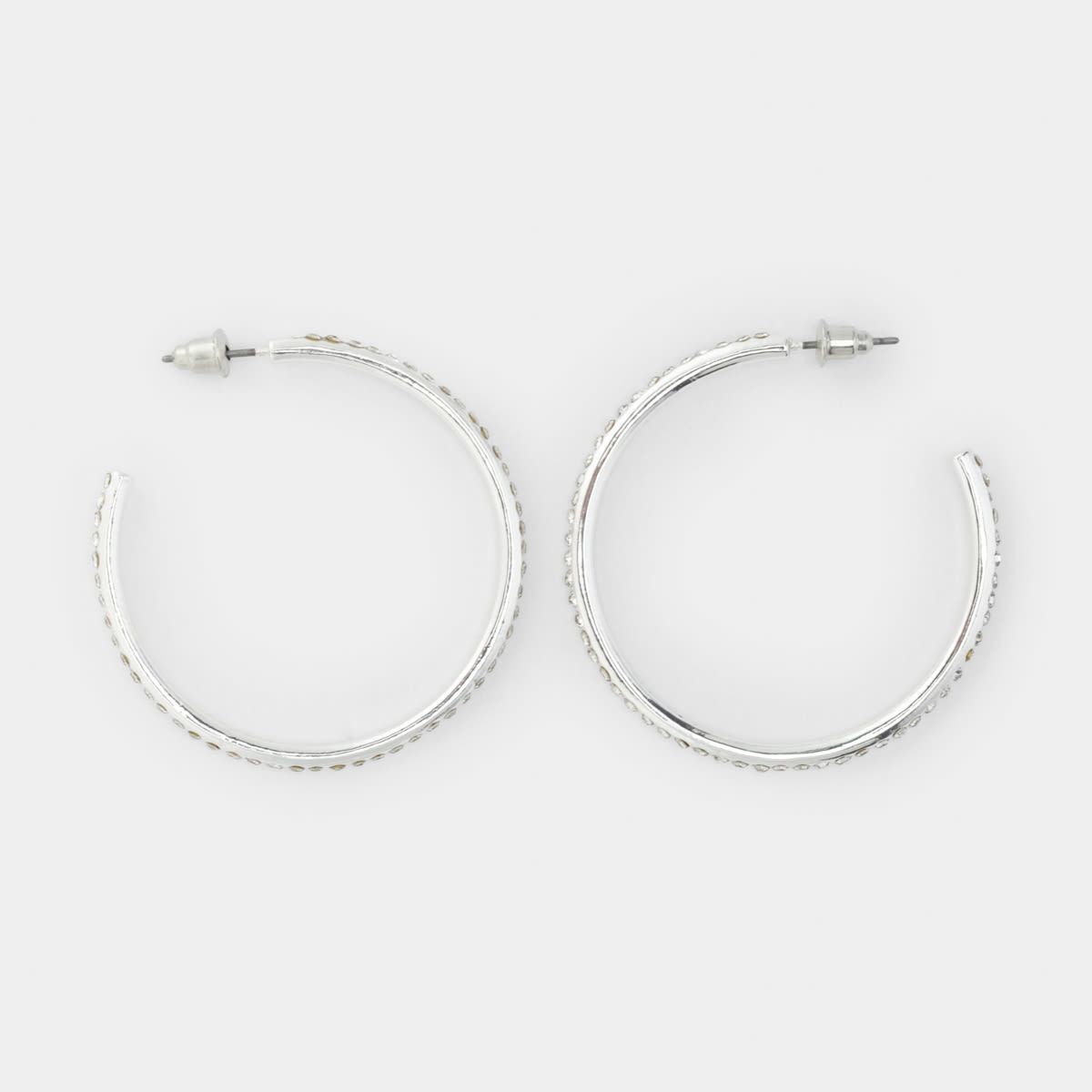 Sparkle Hoop Earrings - Silver Look