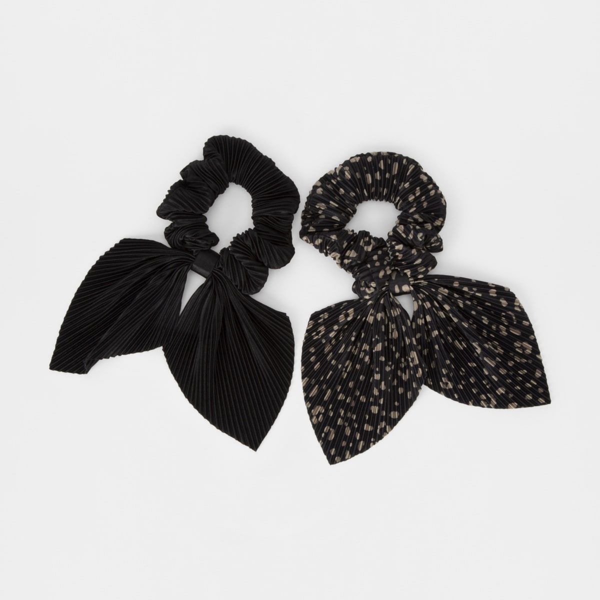 2 Pack Plisse Hair Scrunchie Scarf - Black
