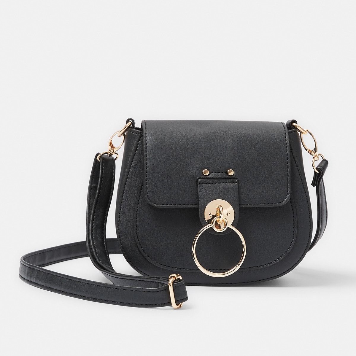 Structured Saddle Style Crossbody Bag