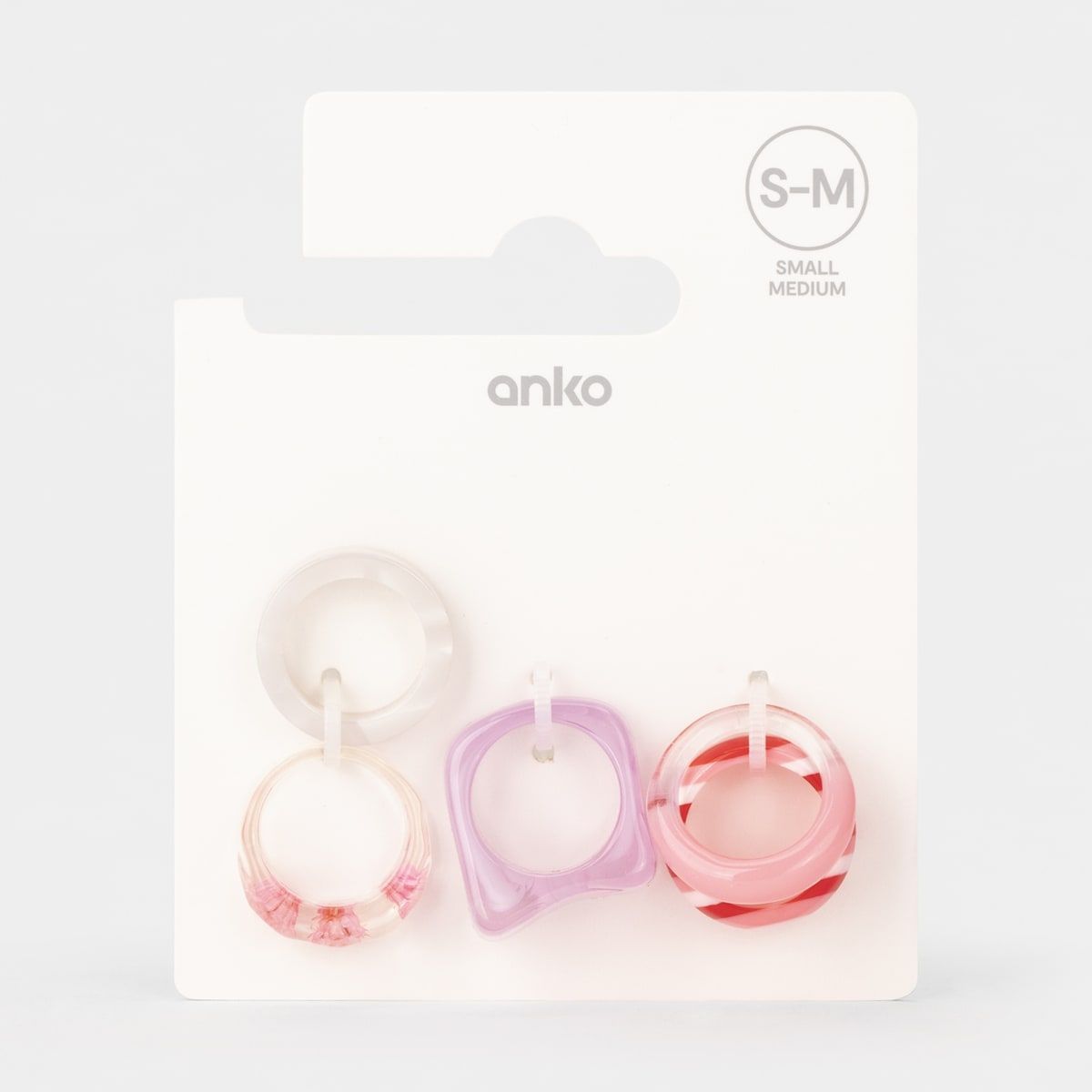Resin Multi Pack Rings - Small/Medium, Pink