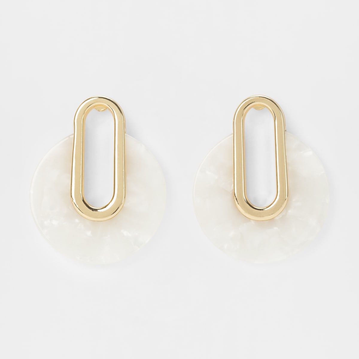 Resin Stud Disc Earrings - Neutral
