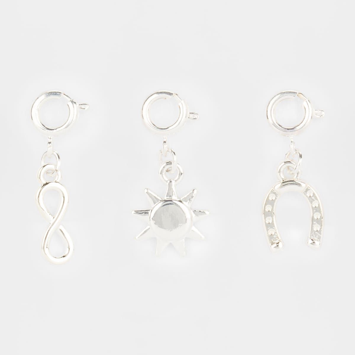 3 Pack Interchangeable Luck Charms - Silver Look