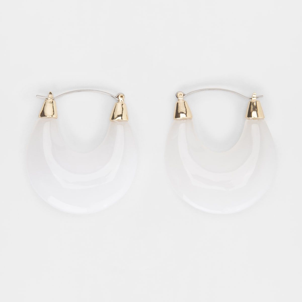 Crescent Hoop Earrings - White