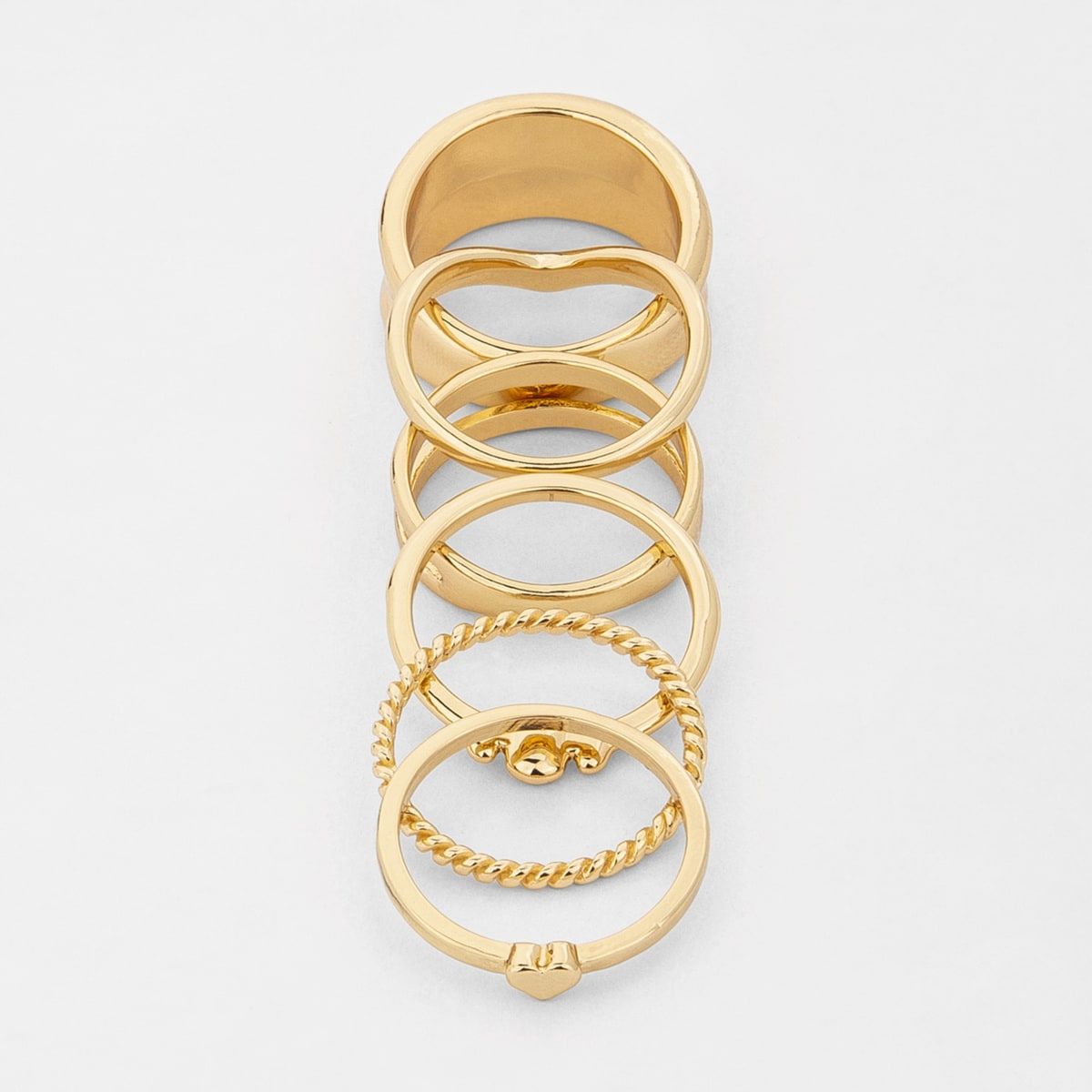 6 Pack Stacking Rings - Medium/Large, Gold Look