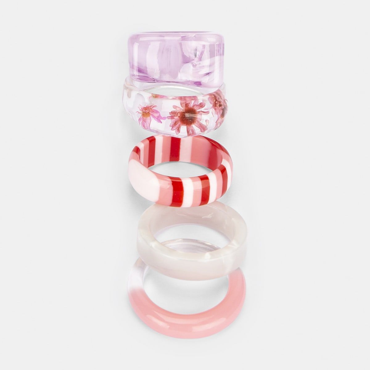 Resin Multi Pack Rings - Medium/Large, Pink