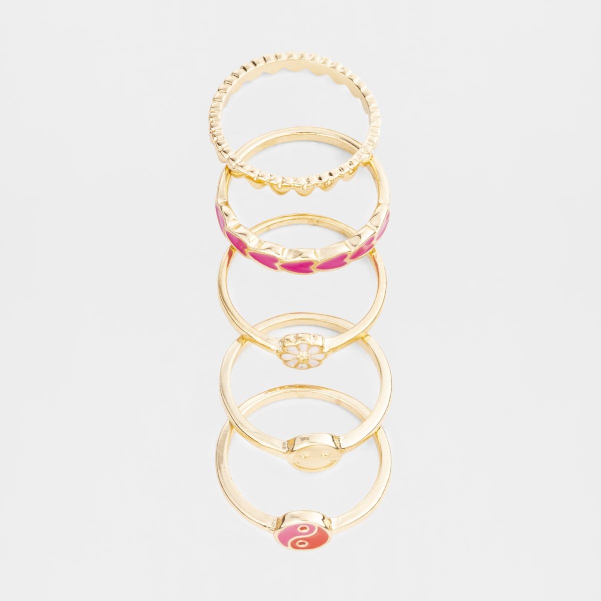 90's Multi Pack Rings - Small/Medium, Gold Look