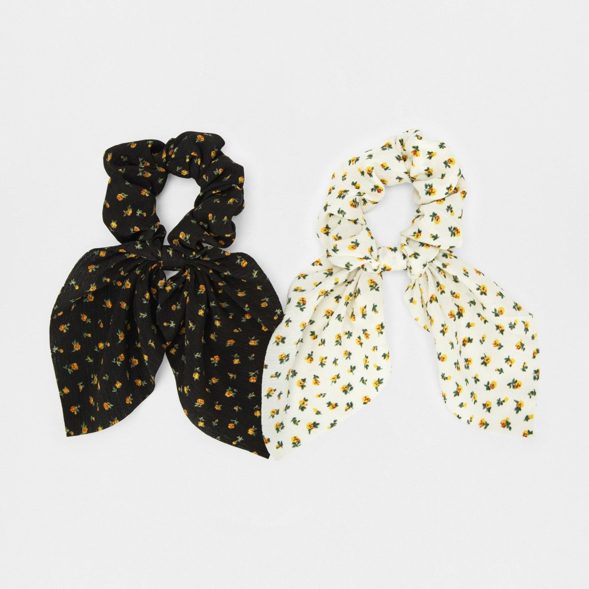 2 Pack Mini Hair Scrunchy Scarves - Flowers