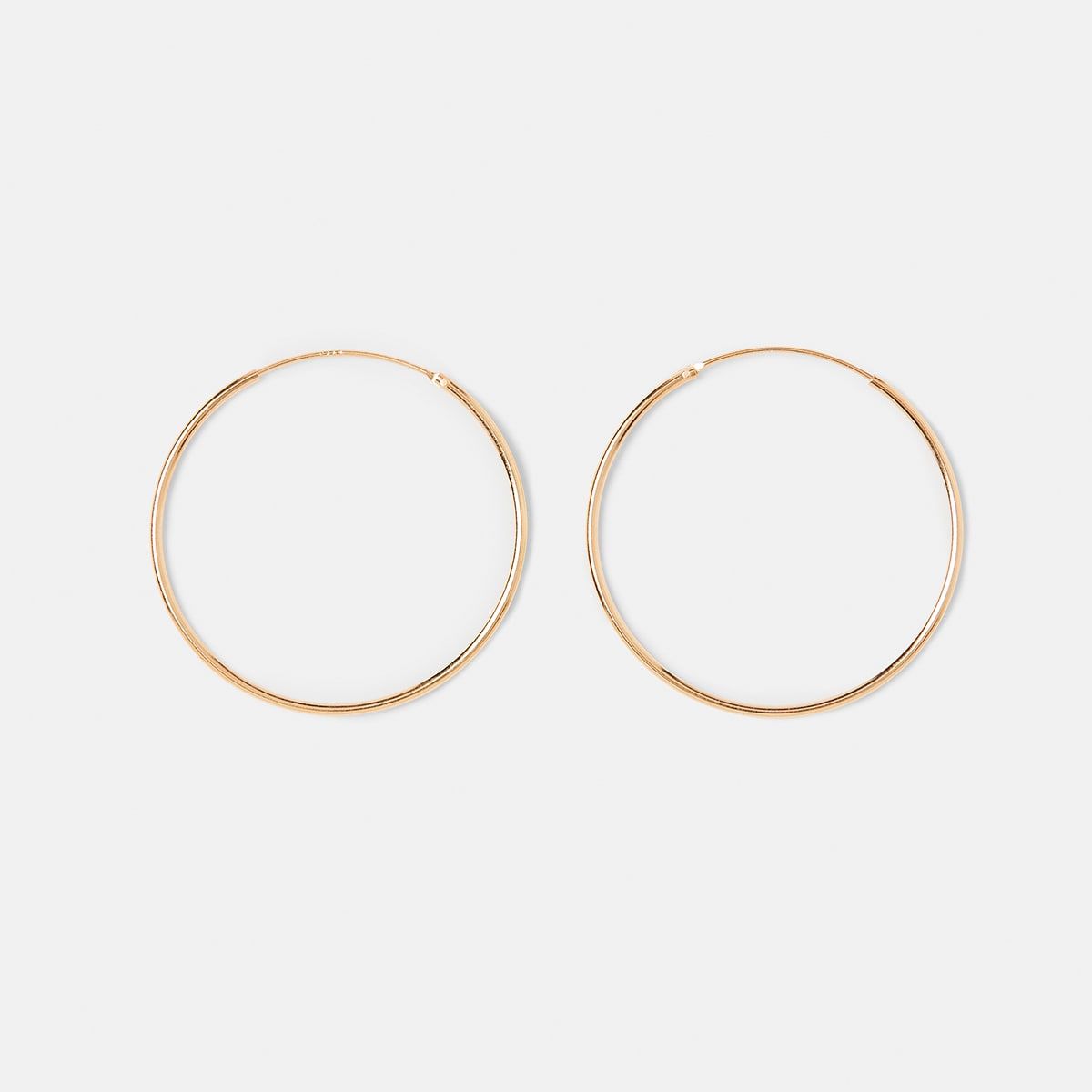 Gold Plated Sterling Silver Medium Thin Hoop Earrings