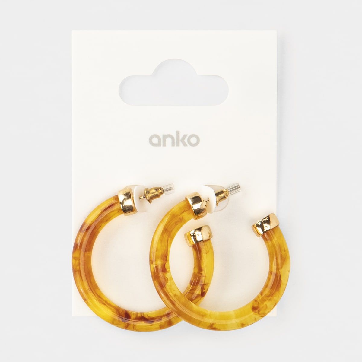 Resin Hoop Earrings - Brown Tort