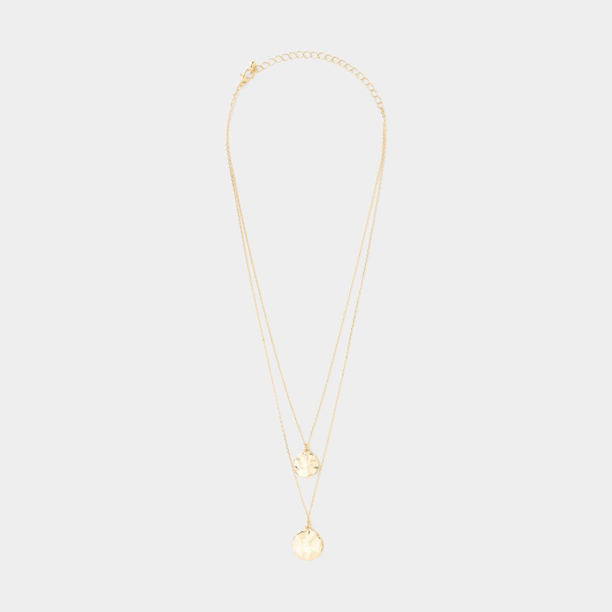 Coin Double Layered Necklace - Gold Look