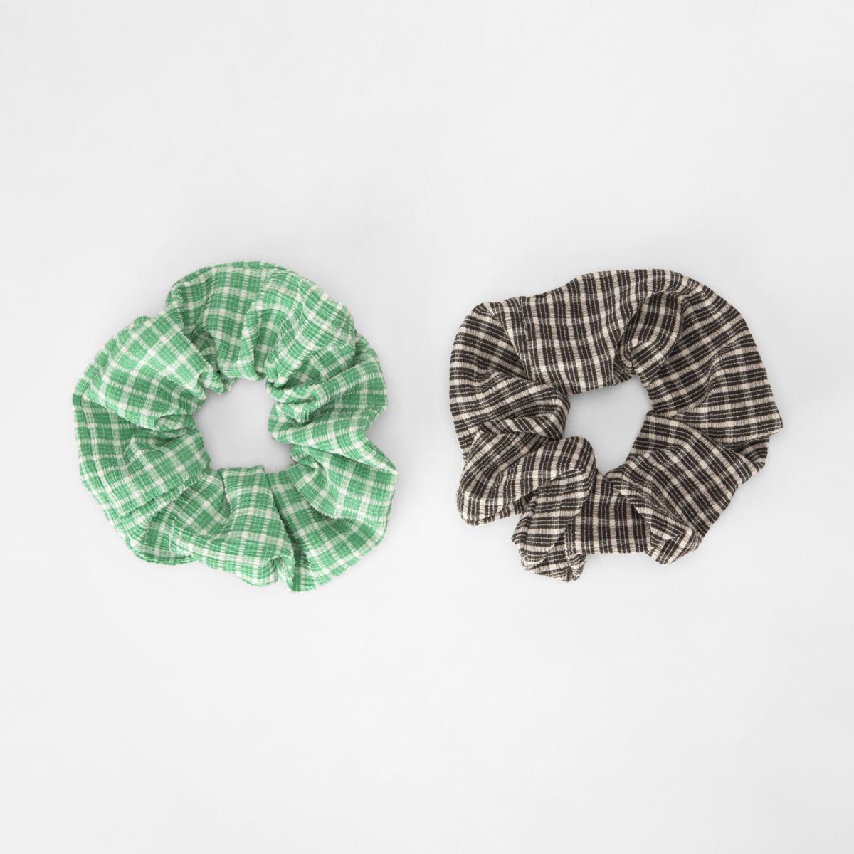 2 Pack Oversized Hair Scrunchies - Green and Black