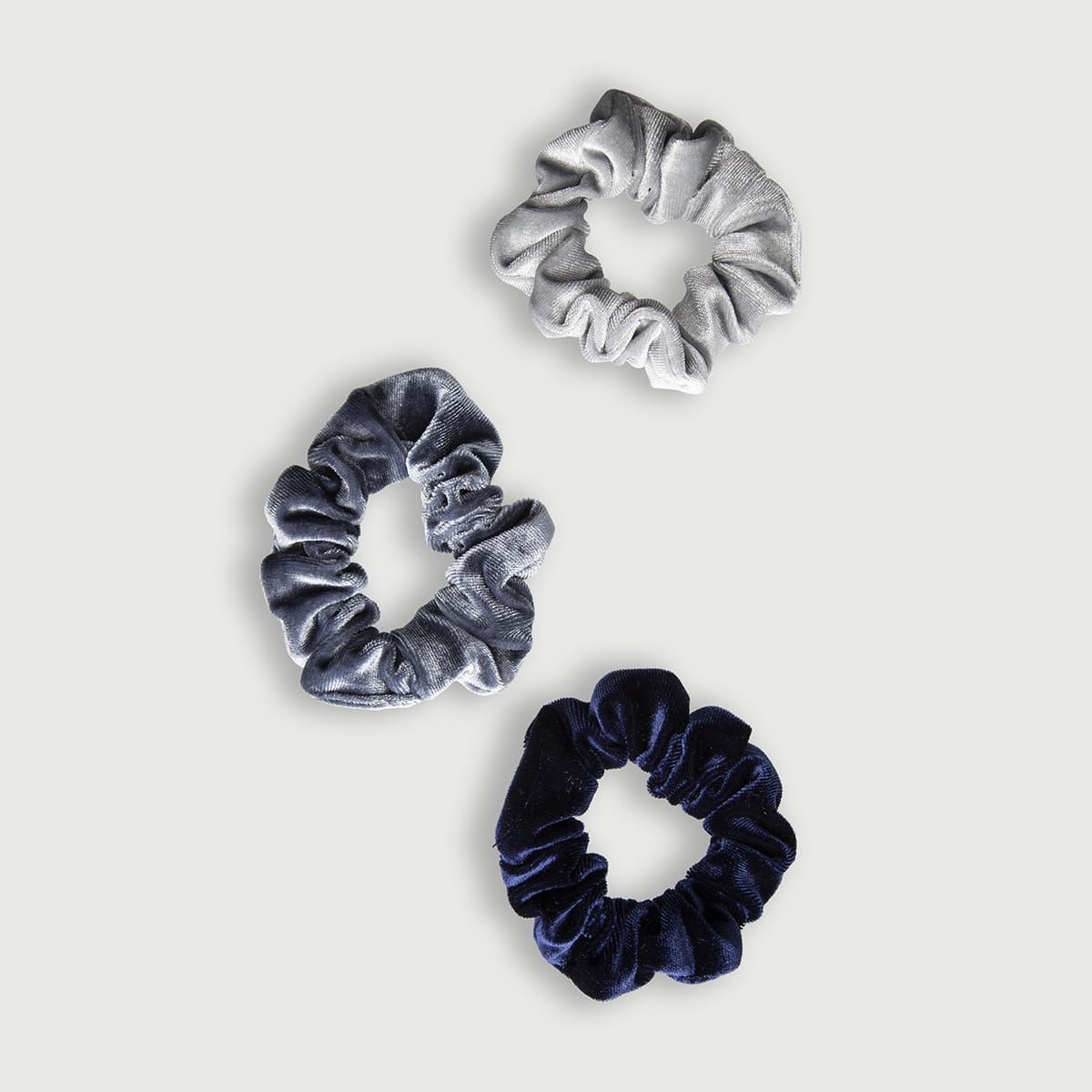 3 Pack Velvet Scrunchies - Midnight Blues