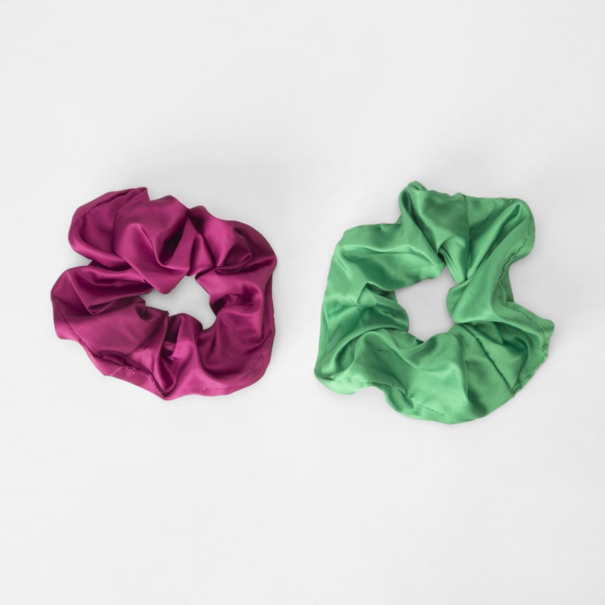 2 Pack Oversized Hair Scrunchies - Pink and Green