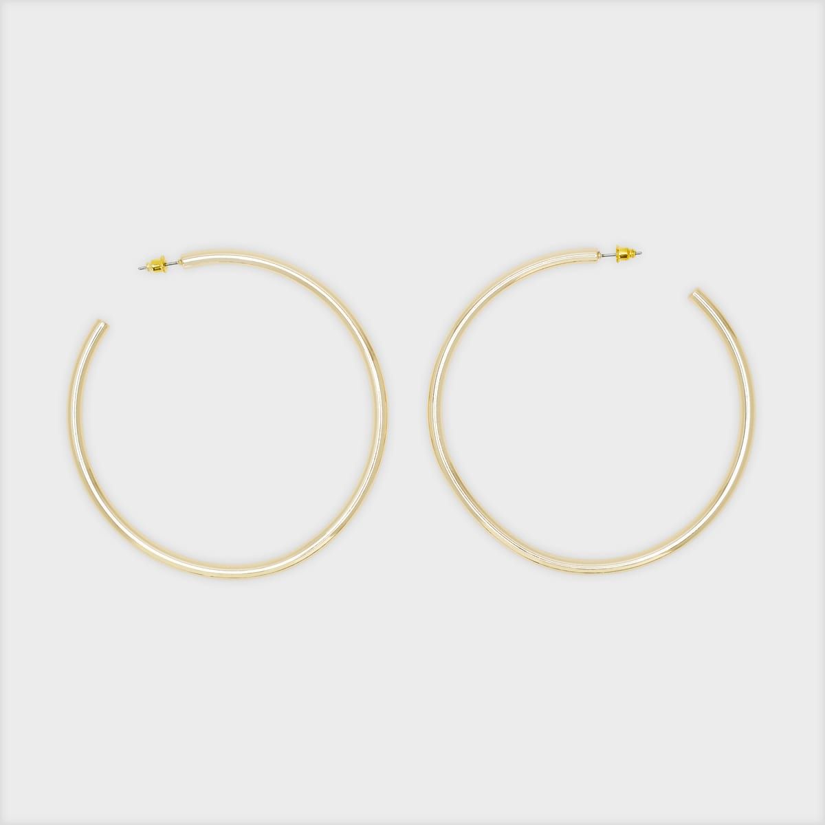 Shiny Tube Hoop Earrings - Gold Look