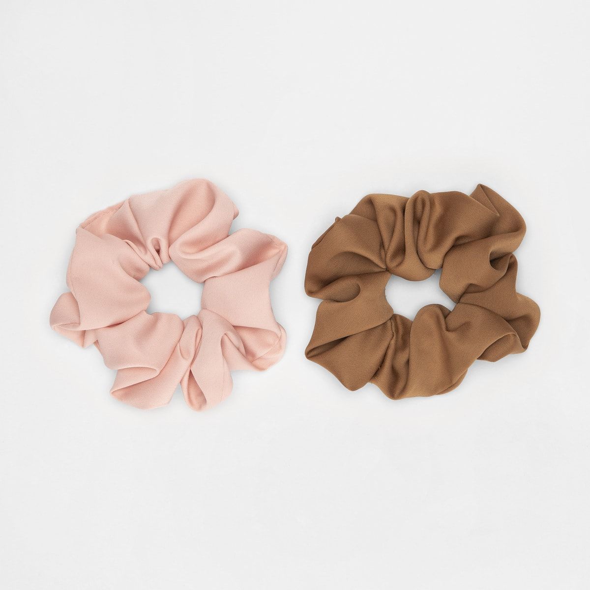 2 Pack Oversized Hair Scrunchies - Pink and Brown