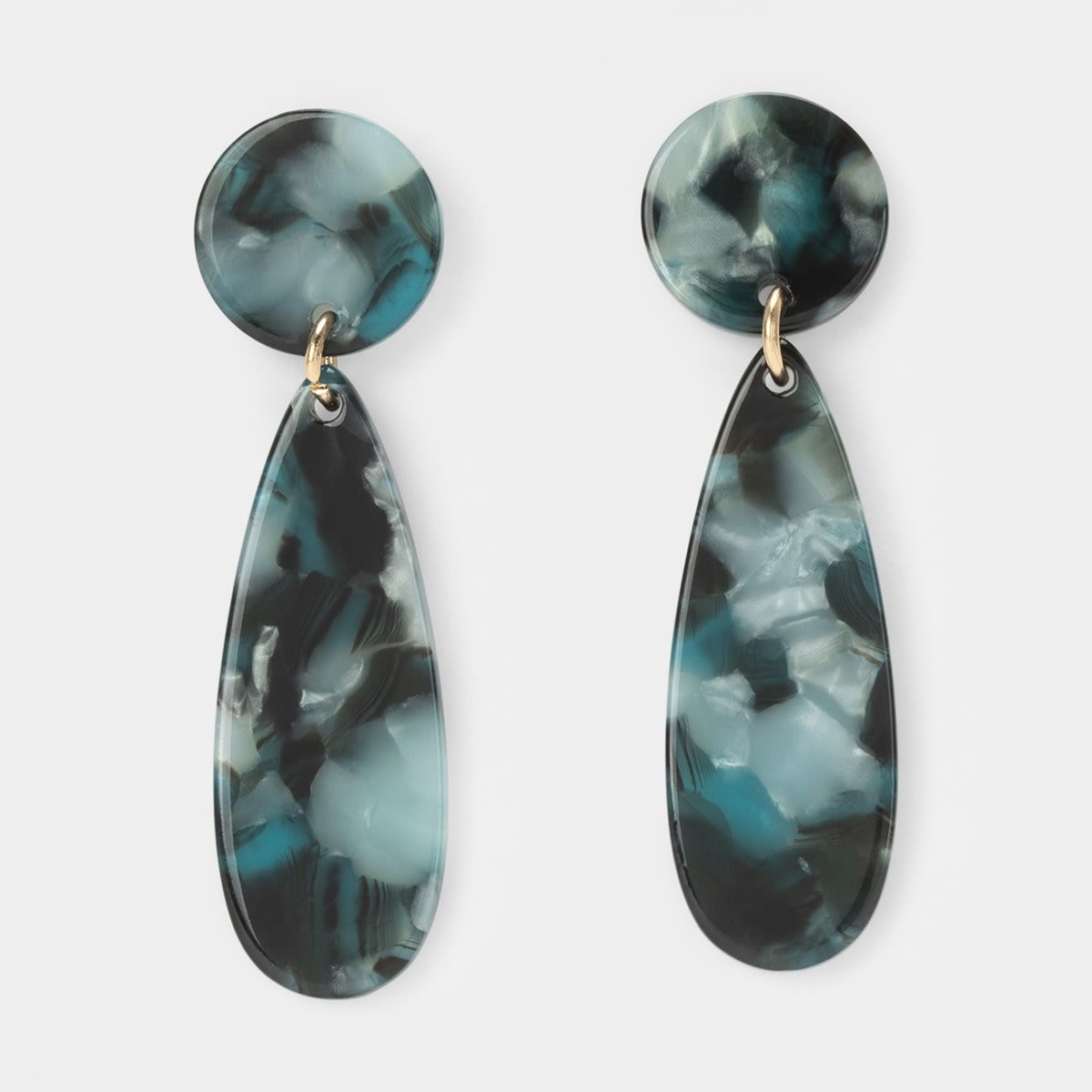 Resin Round Stud Drop Earrings - Green