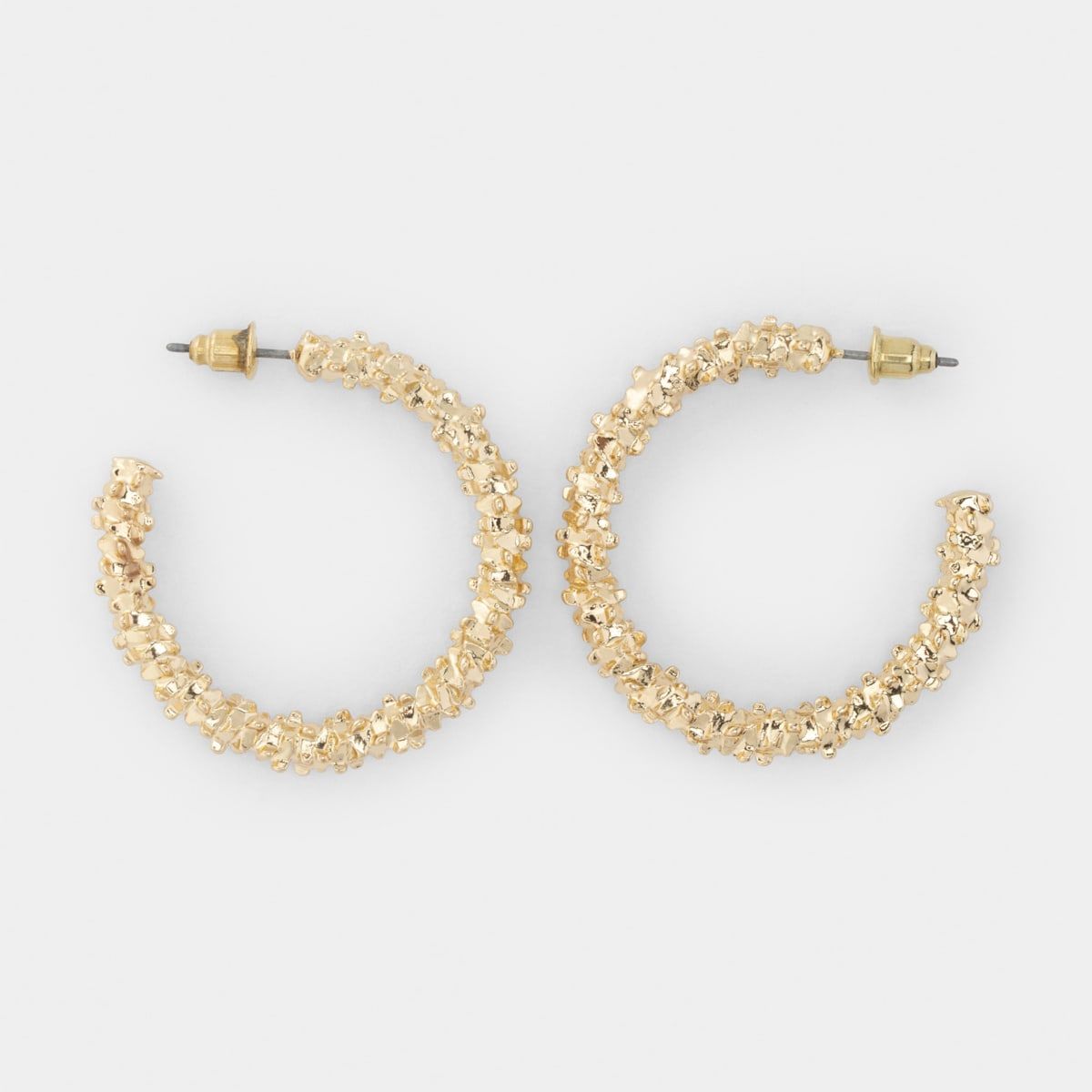 Textured Hoop Earrings - Gold Look