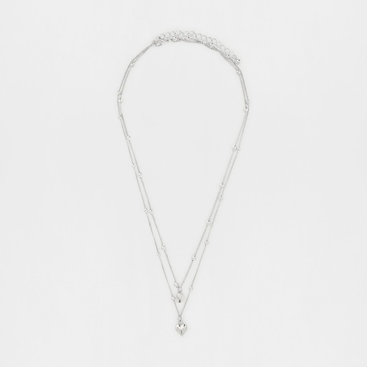 Multi Layer Dainty Charm Necklace - Silver Look