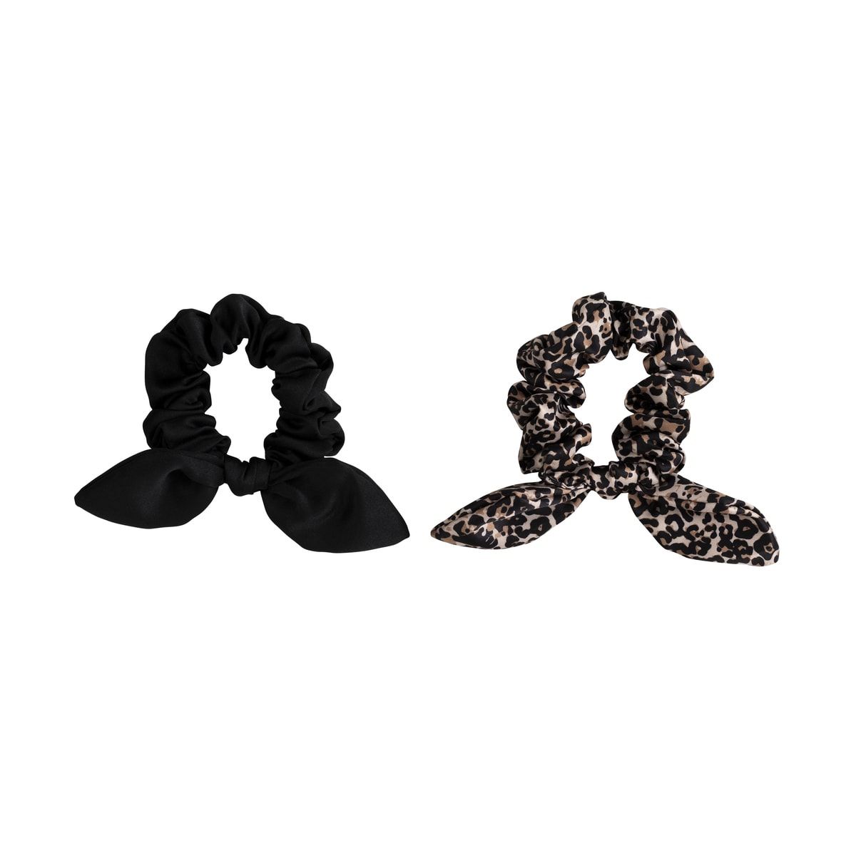 2 Pack Bunny Ear Scrunchies - Animal Print