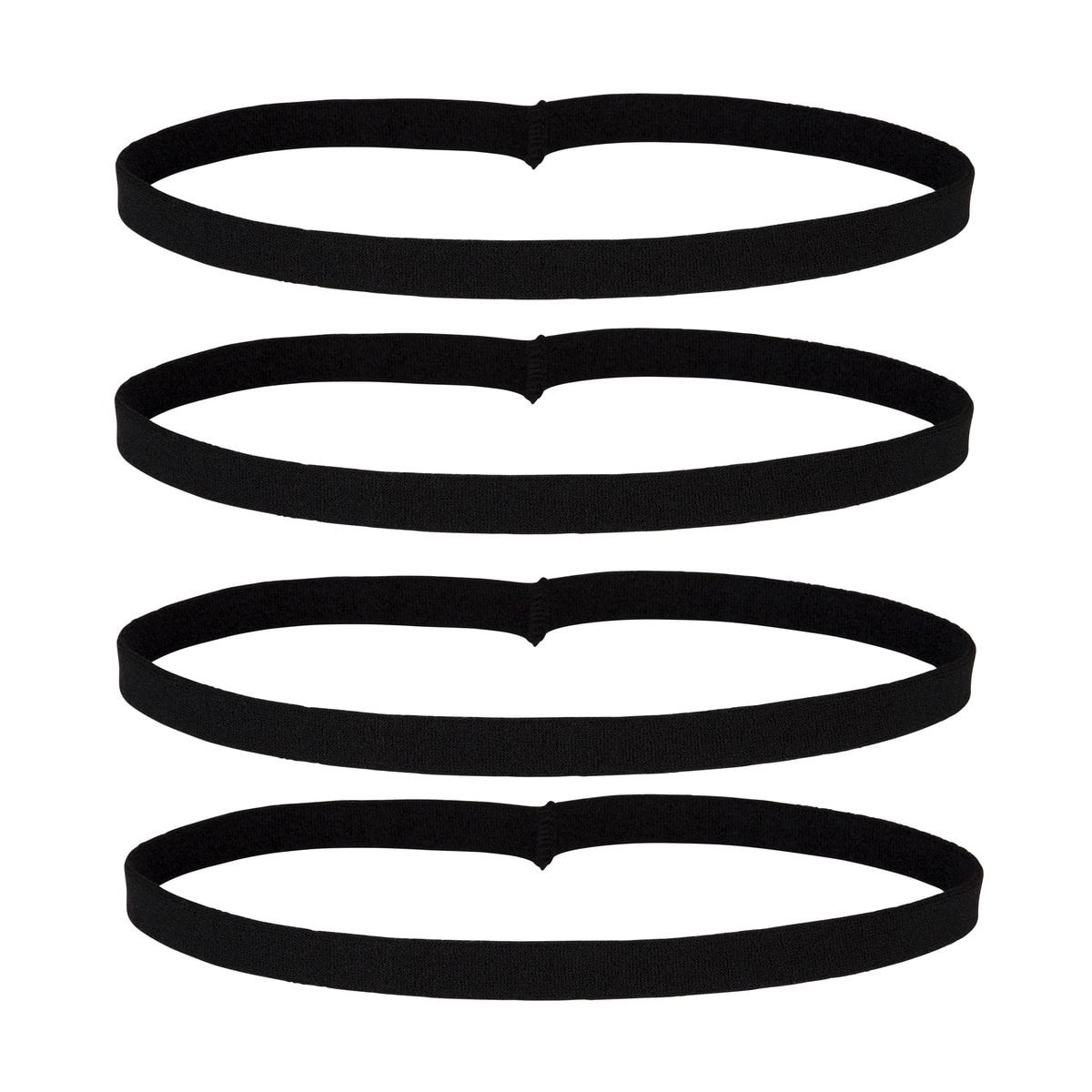 4 Pack Elastic Headbands - Black