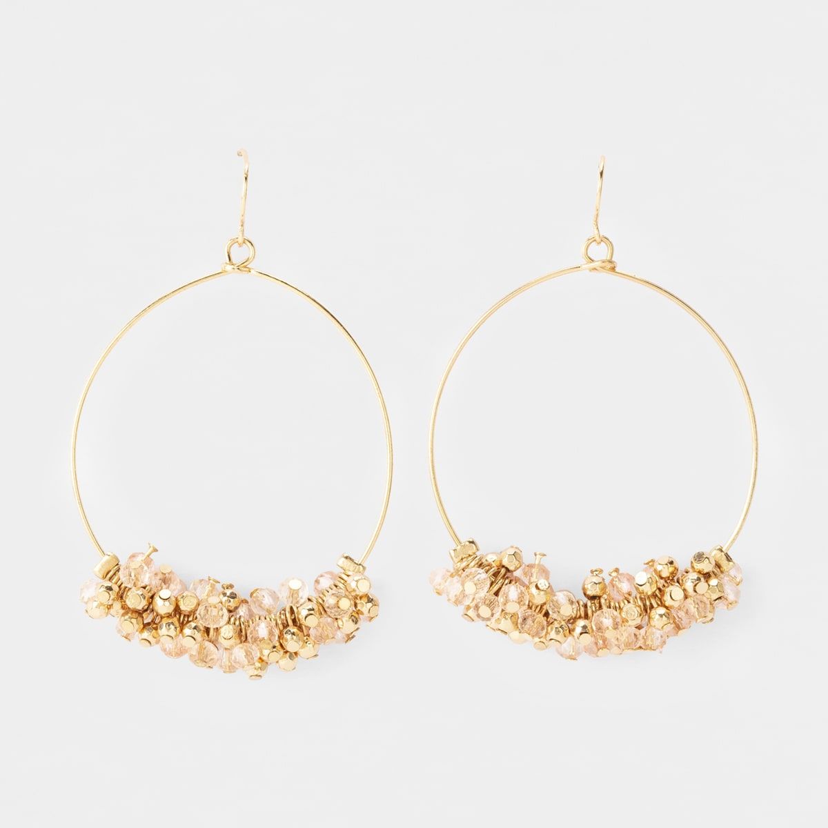 Hoop with Cluster Beads Earrings - Pink