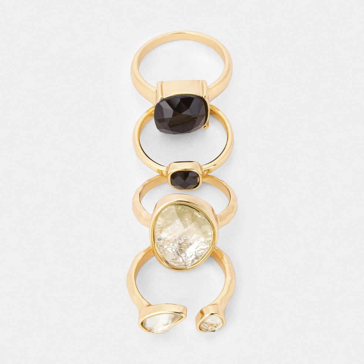 4 Pack Molten Gemstone Rings - Medium/Large