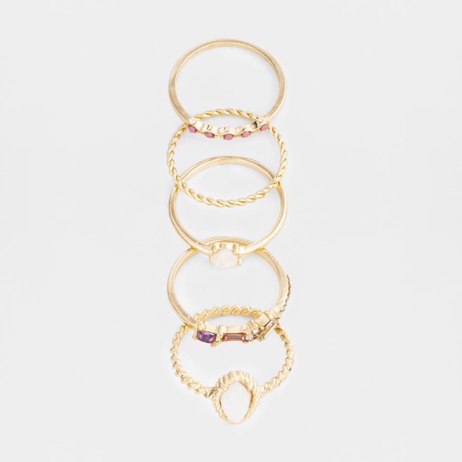 Mermaid Multi Pack Rings - Medium/Large, Gold Look