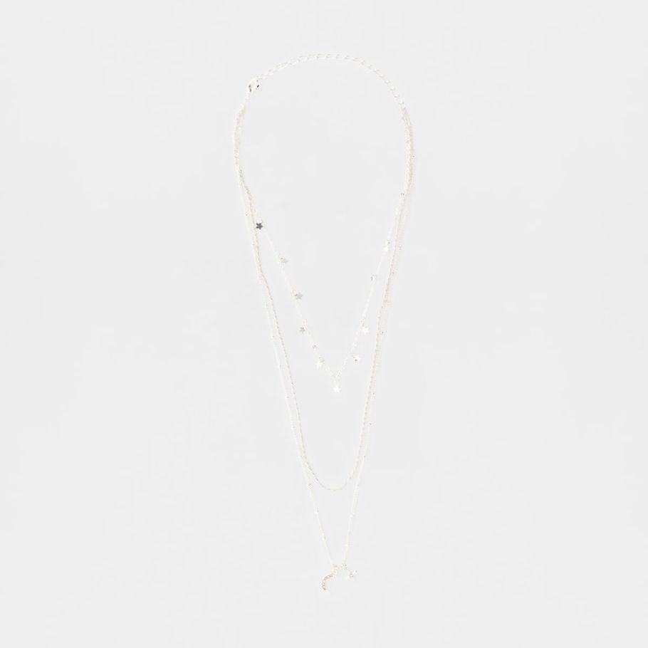 Star Multi Layered Necklace - Silver Look