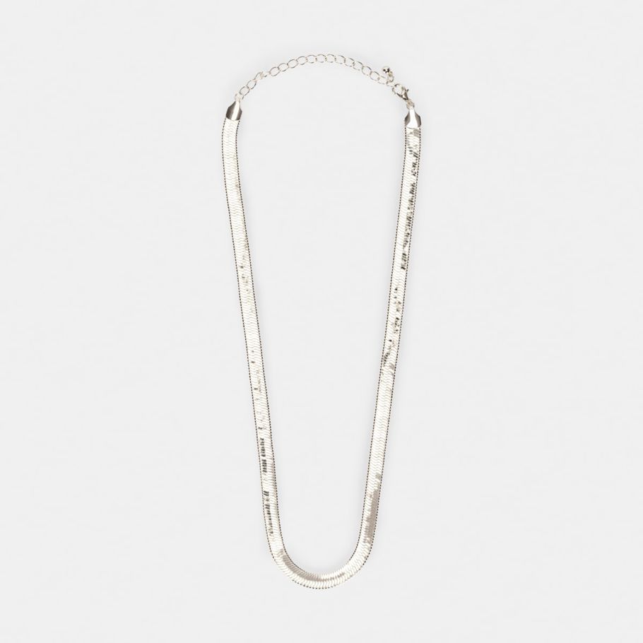 Thick Snake Chain Necklace - Silver Look