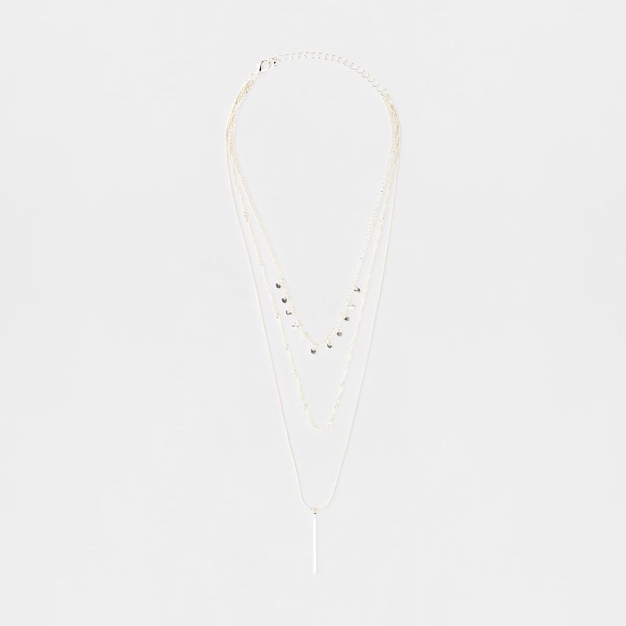 Multi Layered Delicate Necklace - Silver Look