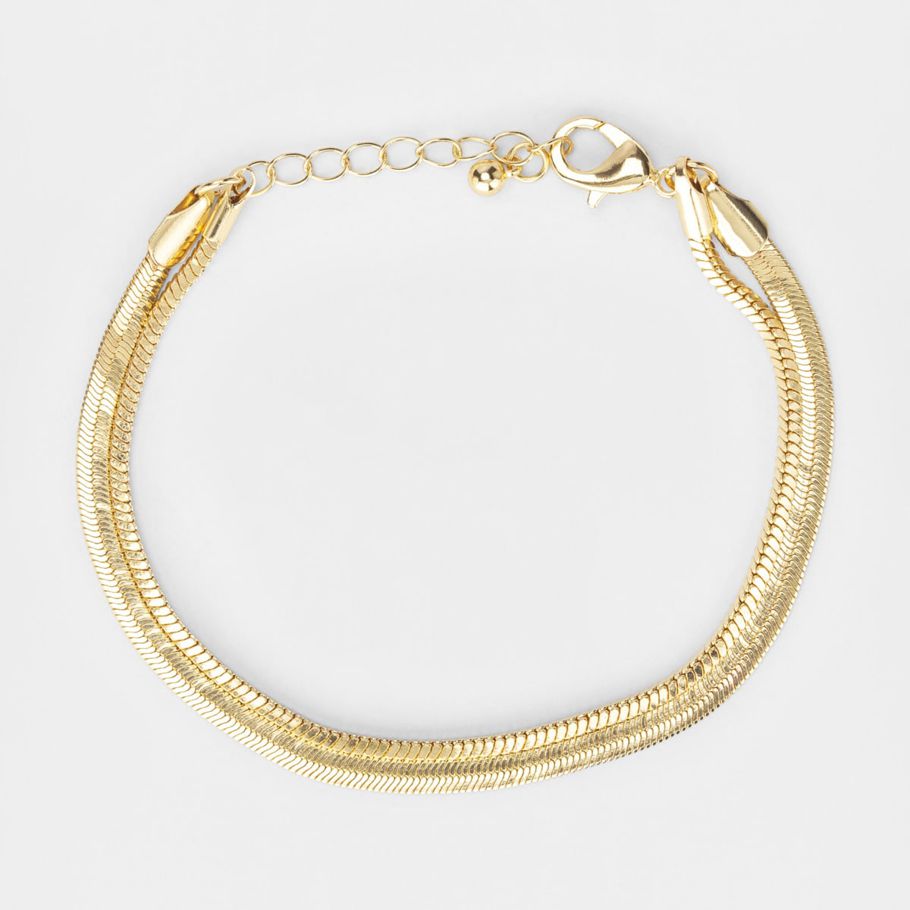 2 Pack Slinky Chain Bracelets - Gold Look
