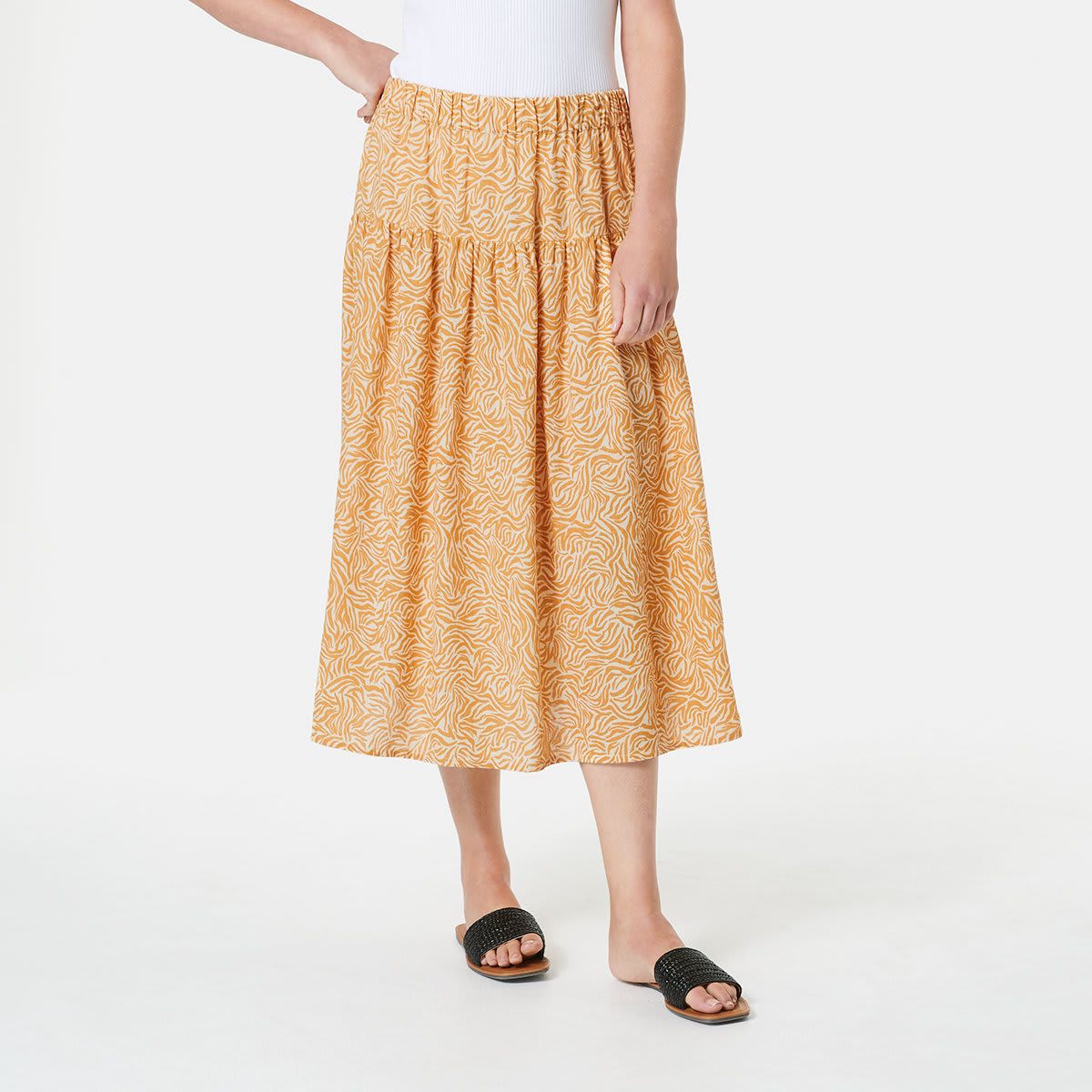 Yoke Detail Midi Skirt