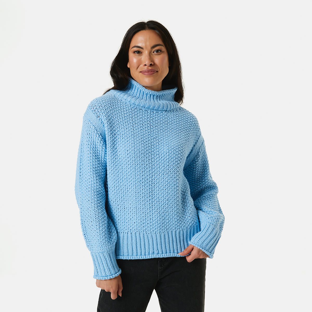 Basketweave Funnel Neck Jumper