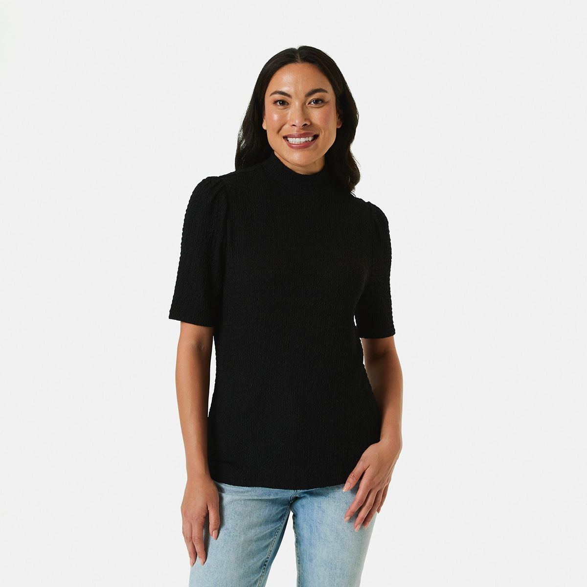 Short Sleeve High Neck Top